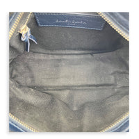 City Top Handle Bag Mini Blue in Distressed Leather, Silver hardware