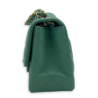 Square Mini Green Shoulder Bag in Lambskin, Light Gold hardware