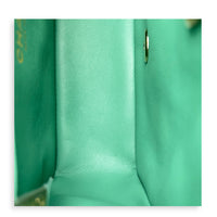 Square Mini Green Shoulder Bag in Lambskin, Light Gold hardware