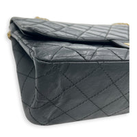 2.55 Noir Shoulder Bag in Calfskin, Gold hardware
