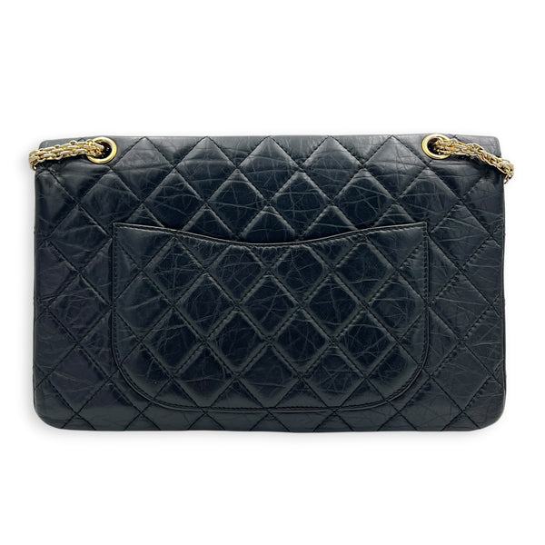 2.55 Noir Shoulder Bag in Calfskin, Gold hardware