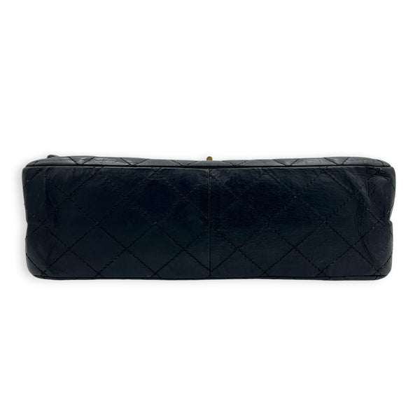2.55 Noir Shoulder Bag in Calfskin, Gold hardware