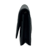 CC Wallet On Chain Black in Caviar Leather, Silver hardware