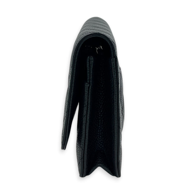CC Wallet On Chain Black in Caviar Leather, Silver hardware