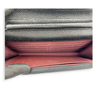 CC Wallet On Chain Black in Caviar Leather, Silver hardware