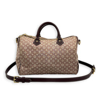 Speedy Bandouliere 30 Mini Lin Idylle Top Handle Bag in Fabric, Gold hardware