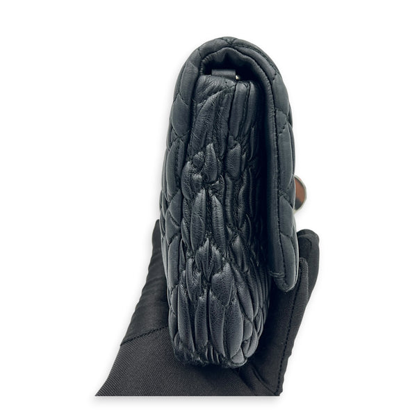 Crystal Shoulder Bag Black in Calfskin, Silver hardware