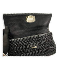 Crystal Shoulder Bag Black in Calfskin, Silver hardware