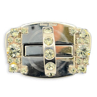 Crystal Shoulder Bag Black in Calfskin, Silver hardware
