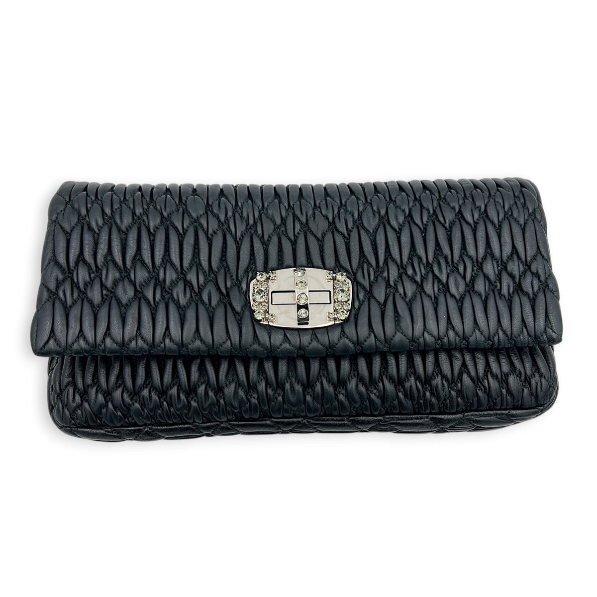 Crystal Shoulder Bag Black in Calfskin, Silver hardware