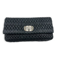 Crystal Shoulder Bag Black in Calfskin, Silver hardware