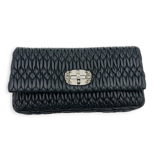 Crystal Shoulder Bag Black in Calfskin, Silver hardware