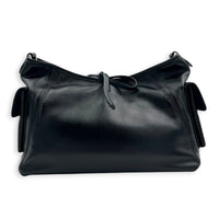 Carryall Vibe Black Shoulder Bag in Calfskin, Silver hardware