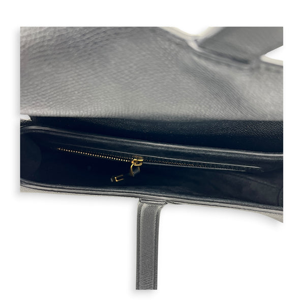 Saddle Medium Black Shoulder Bag in Calfskin, Gold hardware