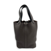 Picotin 18 Café Top Handle Bag in Clemence, Palladium hardware
