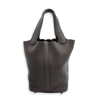 Picotin 18 Café Top Handle Bag in Clemence, Palladium hardware