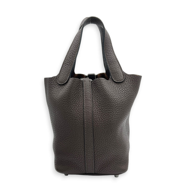 Picotin 18 Café Top Handle Bag in Clemence, Palladium hardware