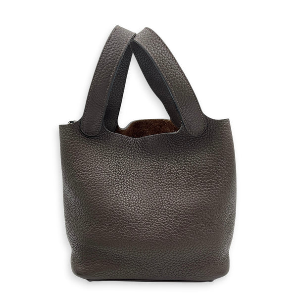 Picotin 18 Café Top Handle Bag in Clemence, Palladium hardware