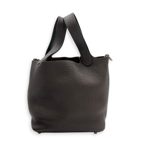 Picotin 18 Café Top Handle Bag in Clemence, Palladium hardware
