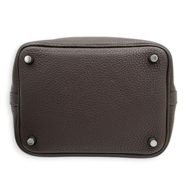 Picotin 18 Café Top Handle Bag in Clemence, Palladium hardware