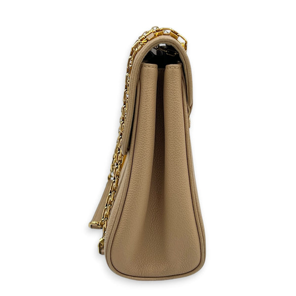 Saint Germain Shoulder Bag MM Beige in Monogram Empreinte Leather, Gold hardware