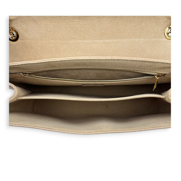 Saint Germain Shoulder Bag MM Beige in Monogram Empreinte Leather, Gold hardware