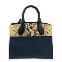 Steamer Top Handle Bag PM Black in Python Leather, Gold hardware