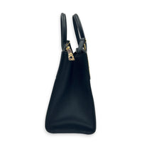 Steamer Top Handle Bag PM Black in Python Leather, Gold hardware