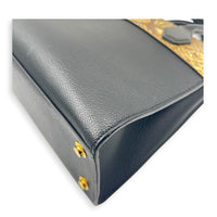 Steamer Top Handle Bag PM Black in Python Leather, Gold hardware