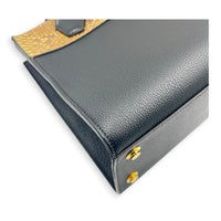 Steamer Top Handle Bag PM Black in Python Leather, Gold hardware