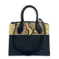 Steamer Top Handle Bag PM Black in Python Leather, Gold hardware