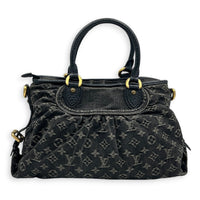 Cabby Shoulder Bag MM Black in Denim, Gold hardware