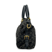 Cabby Shoulder Bag MM Black in Denim, Gold hardware