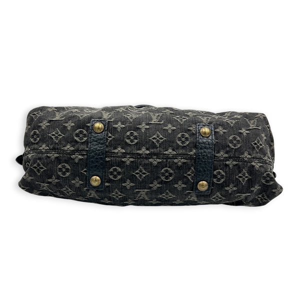 Cabby Shoulder Bag MM Black in Denim, Gold hardware
