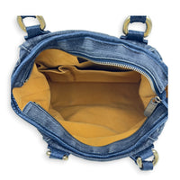 Cabby Shoulder Bag MM Black in Denim, Gold hardware