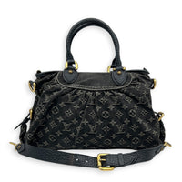 Cabby Shoulder Bag MM Black in Denim, Gold hardware