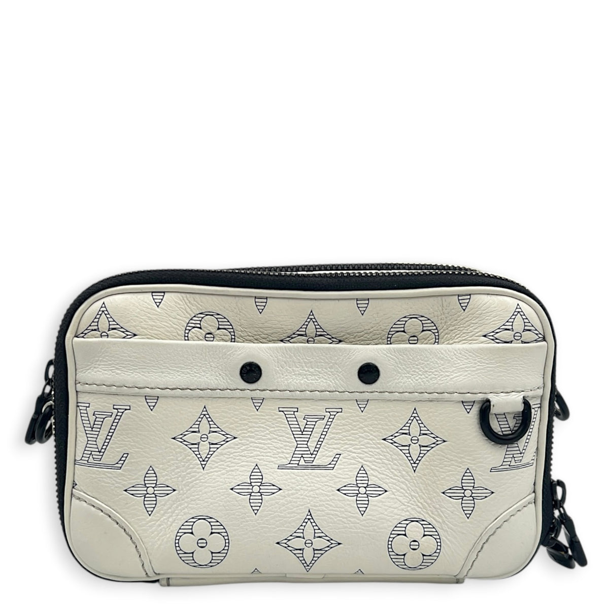 Alpha Wearable Wallet Shoulder Bag White in Monogram Empreinte Leather, Silver hardware