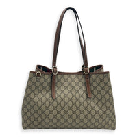 Emblem Tote Bag Beige Ebony in Coated Canvas, Gold hardware