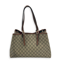 Emblem Tote Bag Beige Ebony in Coated Canvas, Gold hardware