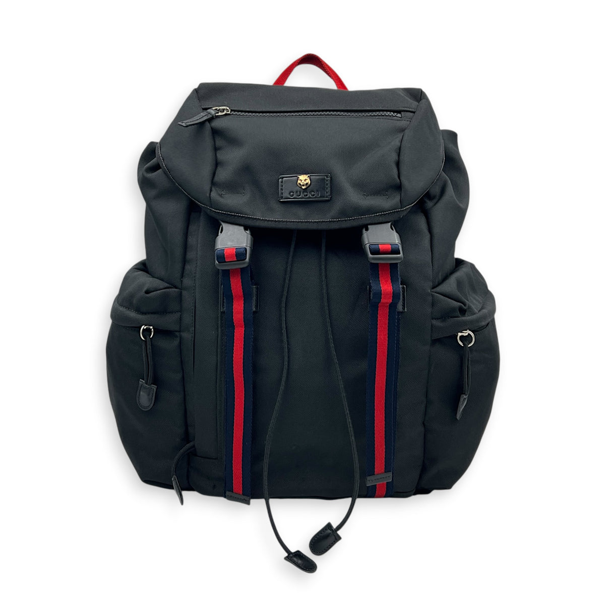 Sherry Backpack Black in Nylon, Gold hardware