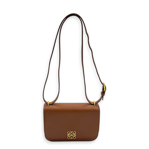 Goya Shoulder Bag Brown in Calfskin, Gold hardware