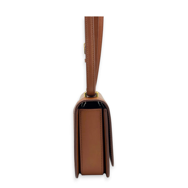 Goya Shoulder Bag Brown in Calfskin, Gold hardware