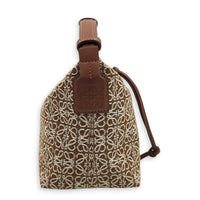 Cubi Brown Shoulder Bag in Jacquard, Gold hardware