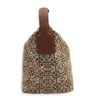 Cubi Brown Shoulder Bag in Jacquard, Gold hardware