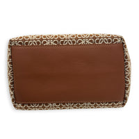 Cubi Brown Shoulder Bag in Jacquard, Gold hardware