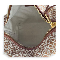 Cubi Brown Shoulder Bag in Jacquard, Gold hardware