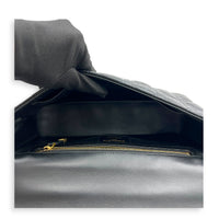 Caro Shoulder Bag Large Black in Calfskin, Gold hardware