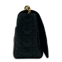 Caro Shoulder Bag Large Black in Calfskin, Gold hardware