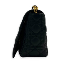 Caro Shoulder Bag Large Black in Calfskin, Gold hardware