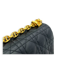 Caro Shoulder Bag Large Black in Calfskin, Gold hardware